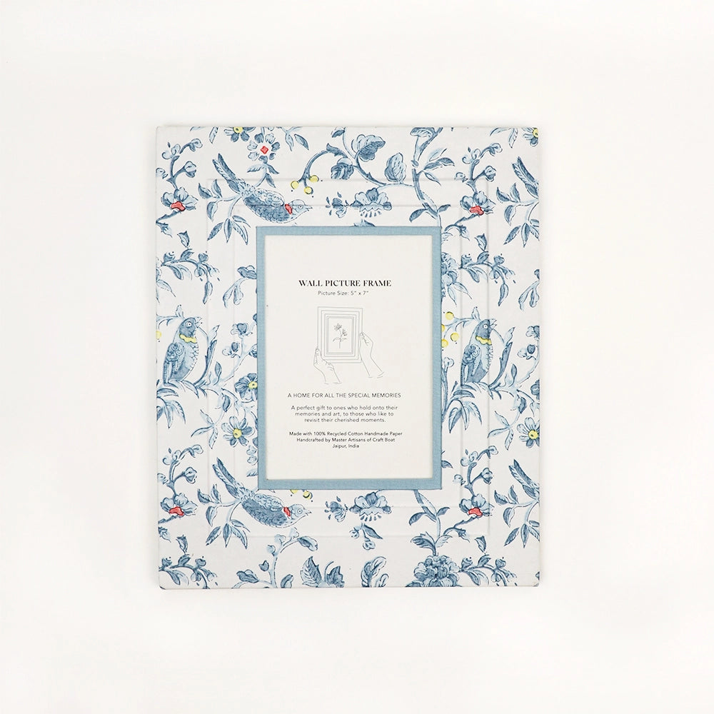 Indigo Block-Printed Wall Picture Frame - Robin & Peony Blue