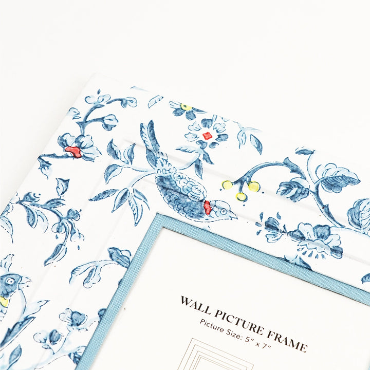 Indigo Block-Printed Wall Picture Frame - Robin & Peony Blue