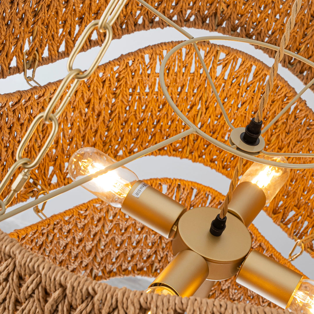 Handwoven Braided Drum Shade Chandelier