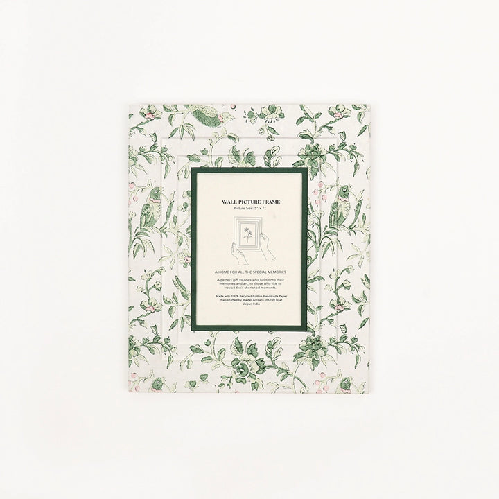 Block-Printed Wall Picture Frame - Robin & Peony Green