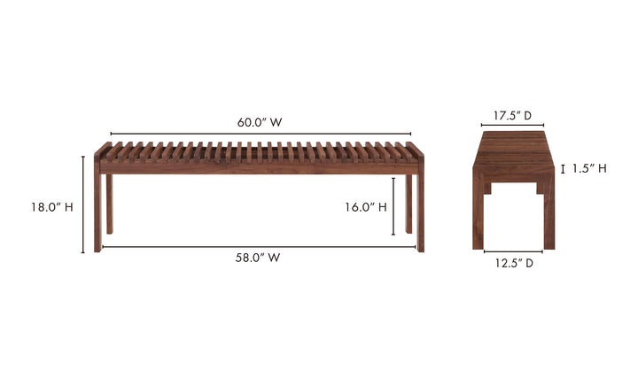 Rohe Bench - Walnut Brown