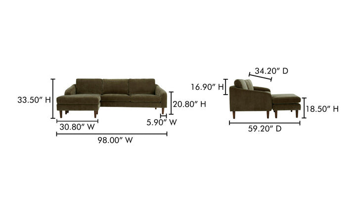 Quinn Sectional Sofa - Cedar Green