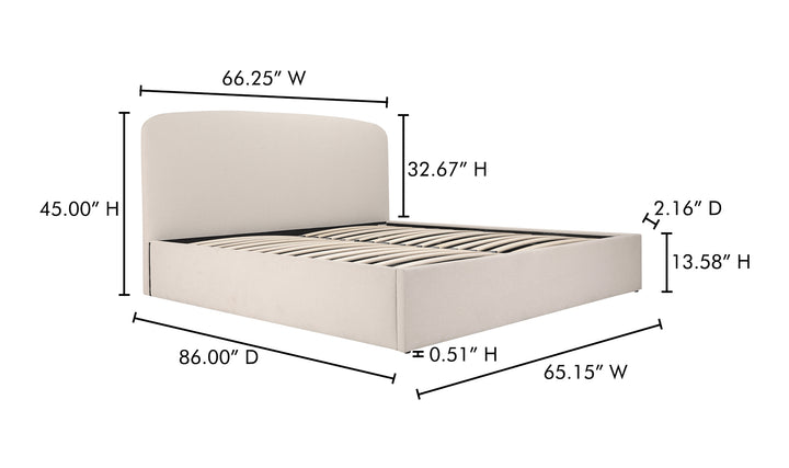 Joan Queen Storage Bed - Cream