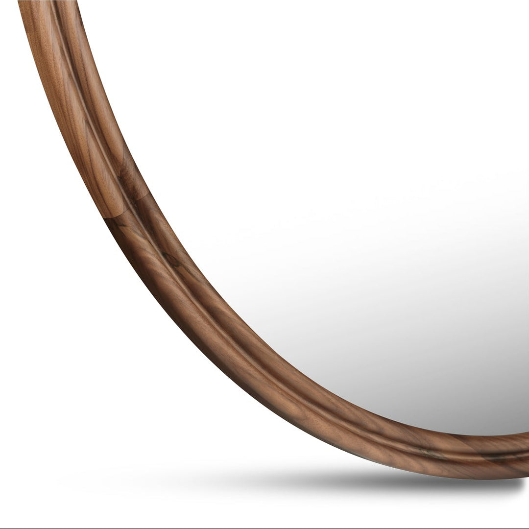 Alcott Round Mirror - Walnut