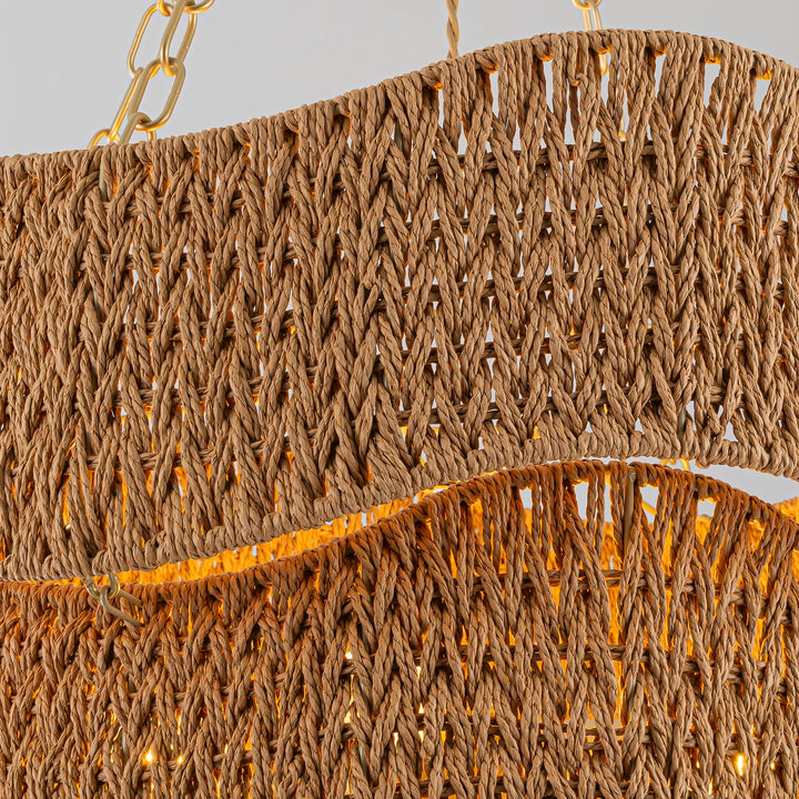 Handwoven Braided Drum Shade Chandelier