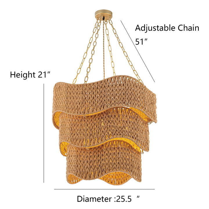 Handwoven Braided Drum Shade Chandelier