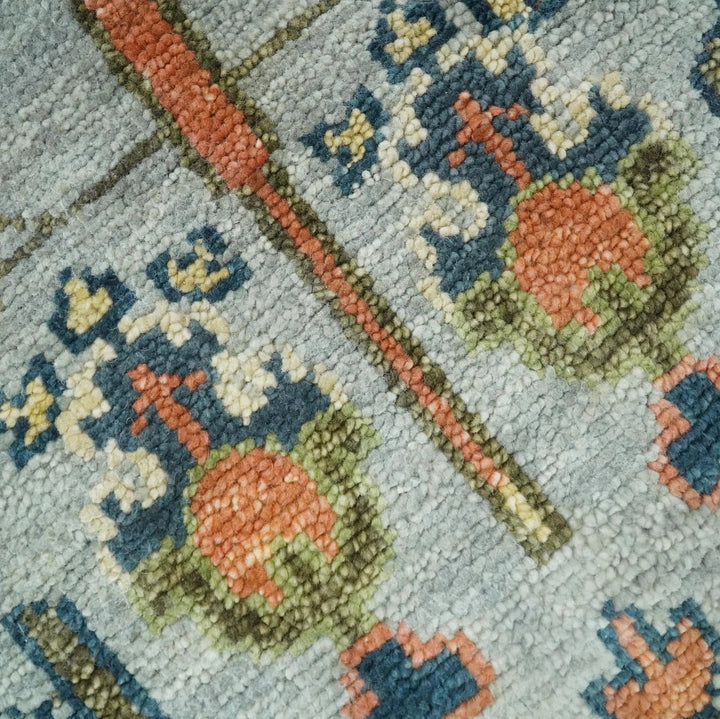 Close-up of a textured rug with geometric pattern