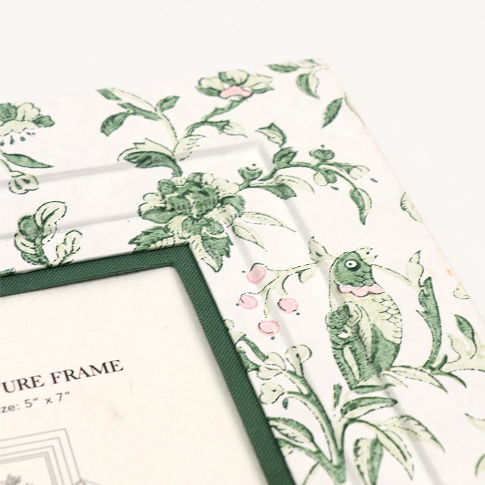 Block-Printed Wall Picture Frame - Robin & Peony Green