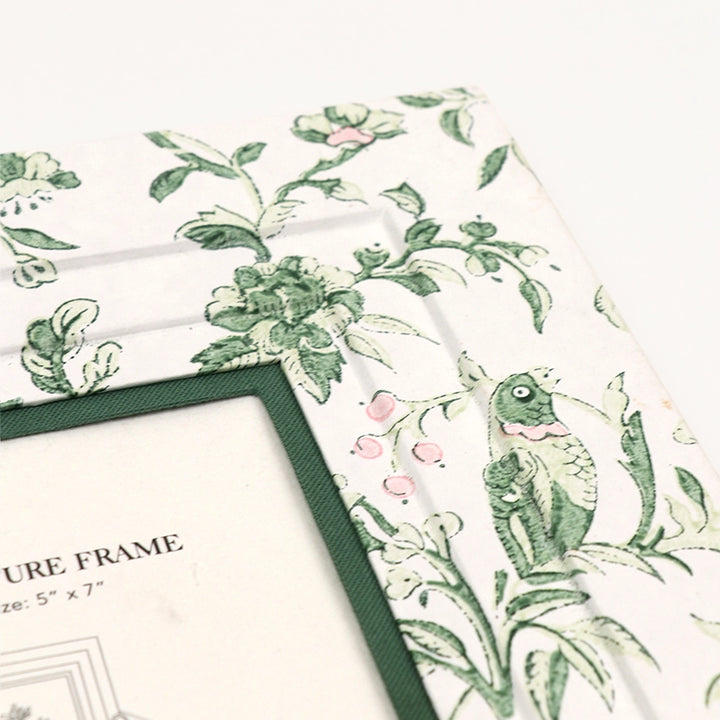 Block-Printed Wall Picture Frame - Robin & Peony Green