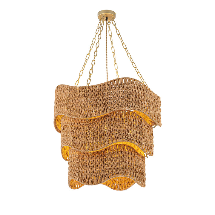 Handwoven Braided Drum Shade Chandelier