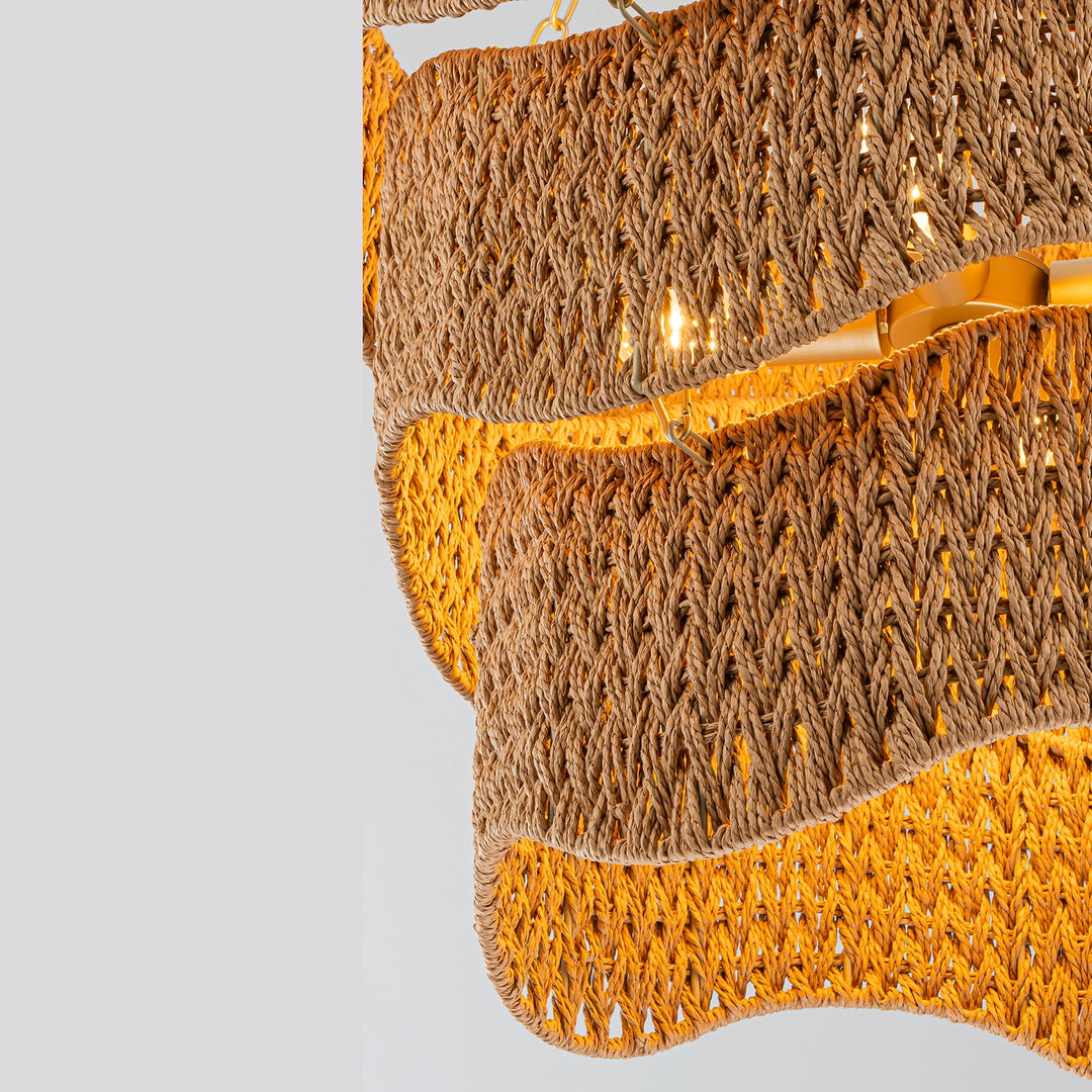 Handwoven Braided Drum Shade Chandelier