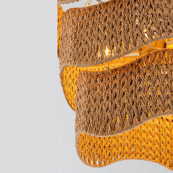 Handwoven Braided Drum Shade Chandelier