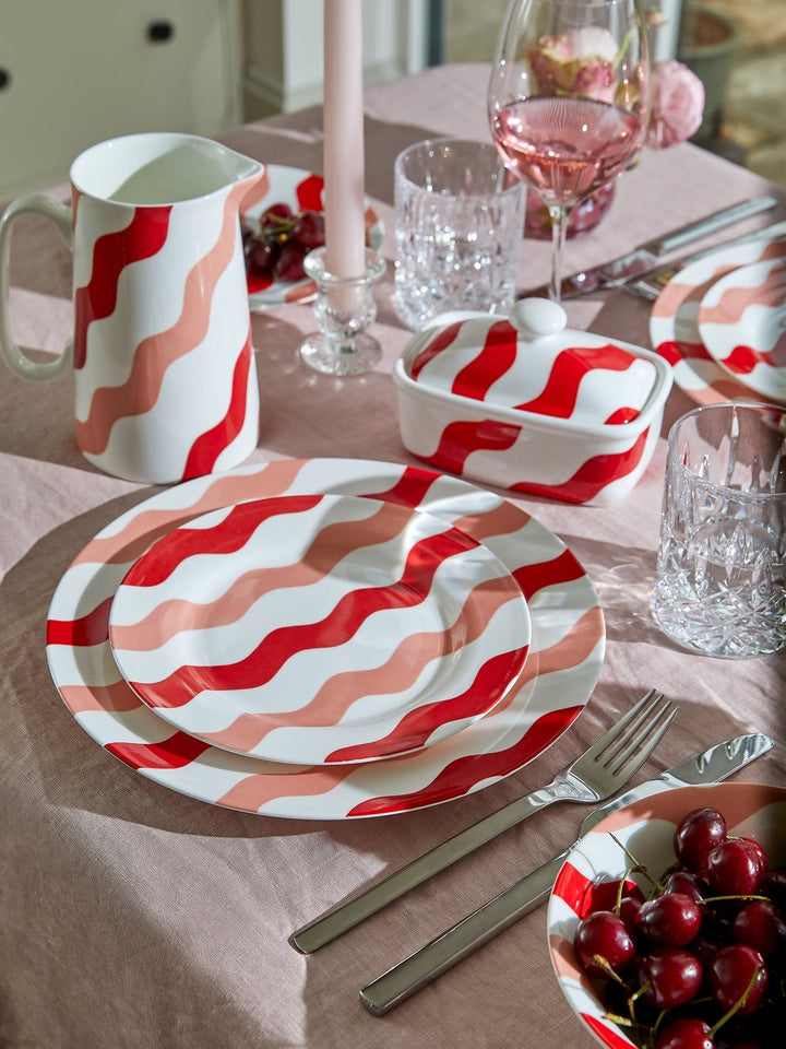 Pink & Red Scallop Bowls - Pair
