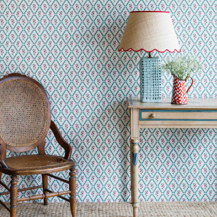 Wild Strawberry Trellis Wallpaper