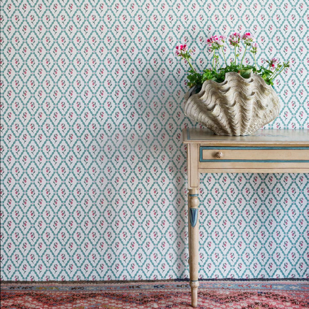 Wild Strawberry Trellis Wallpaper