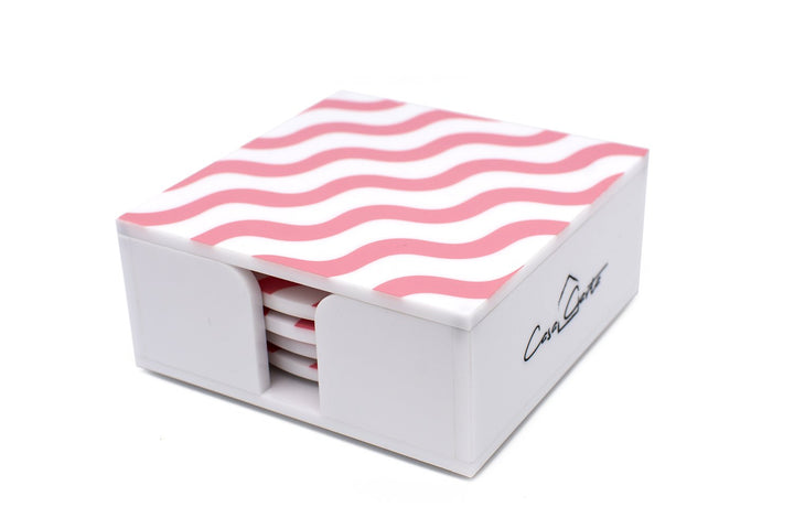 Pink & White Scallop Acrylic Coasters