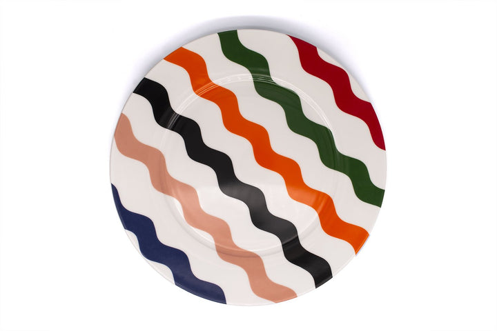 Multi-Coloured Scallop Dinner Plates - Pair