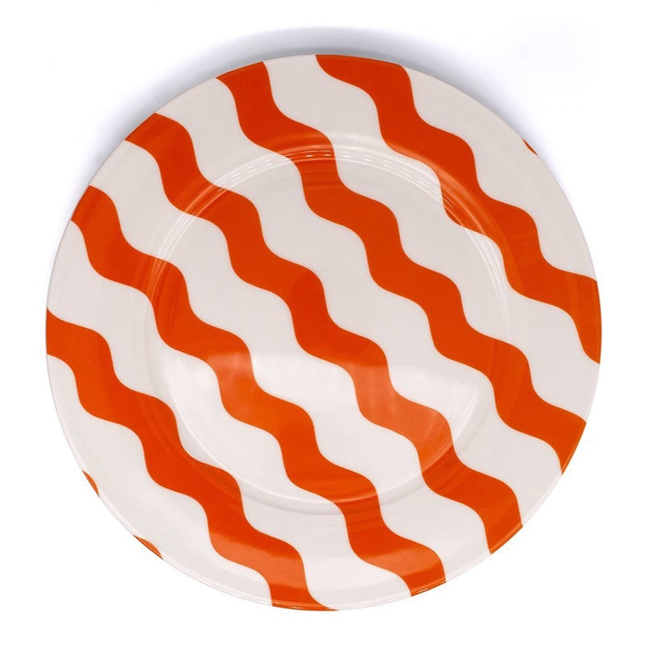 Orange Scallop Dinner Plates - Pair