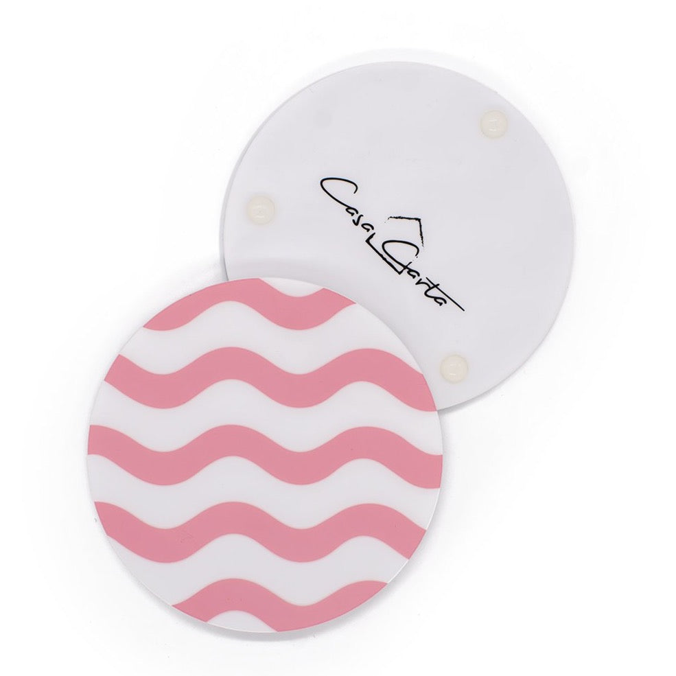 Pink & White Scallop Acrylic Coasters