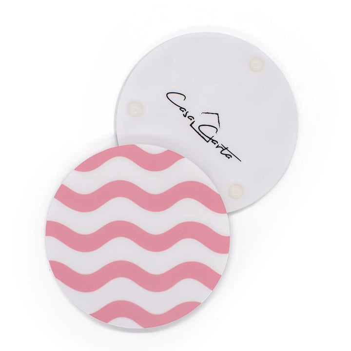 Pink & White Scallop Acrylic Coasters