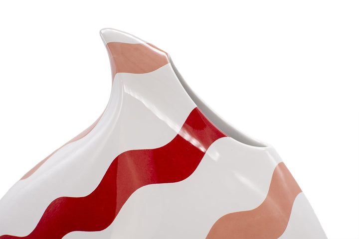 Pink & Red Scallop Teardrop Vase