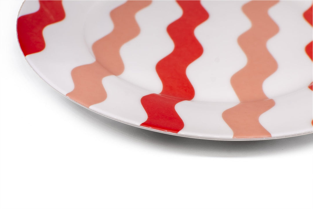 Pink & Red Scallop Dinner Plates - Pair