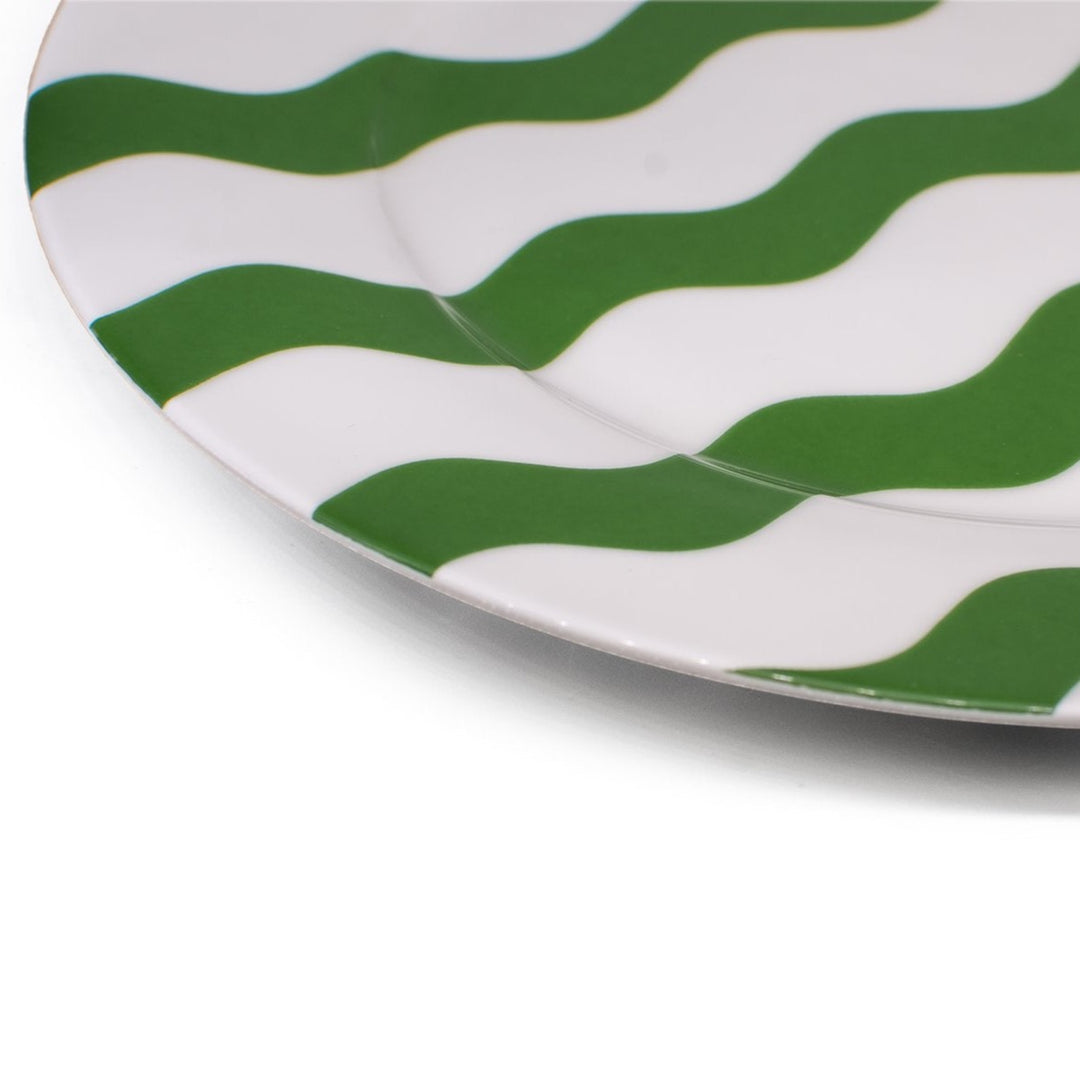 Green Scallop Dinner Plates - Pair