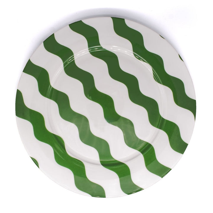 Green Scallop Dinner Plates - Pair