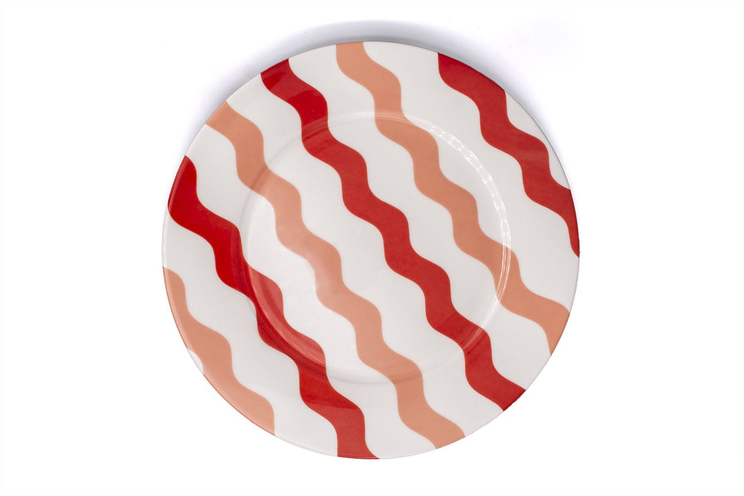 Pink & Red Scallop Dinner Plates - Pair