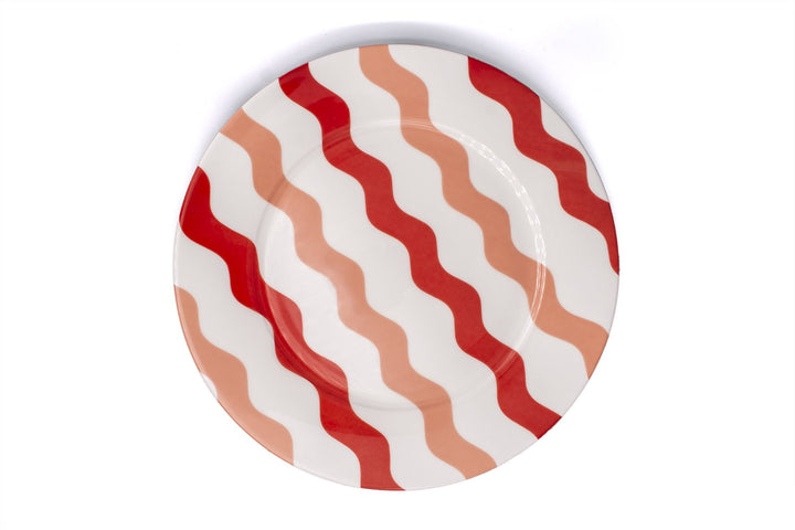 Pink & Red Scallop Dinner Plates - Pair