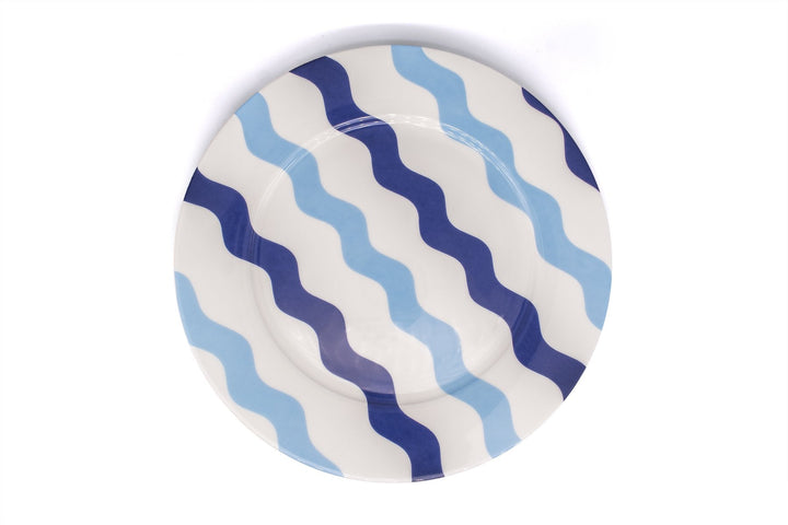 Mixed Blue Scallop Dinner Plates - Pair