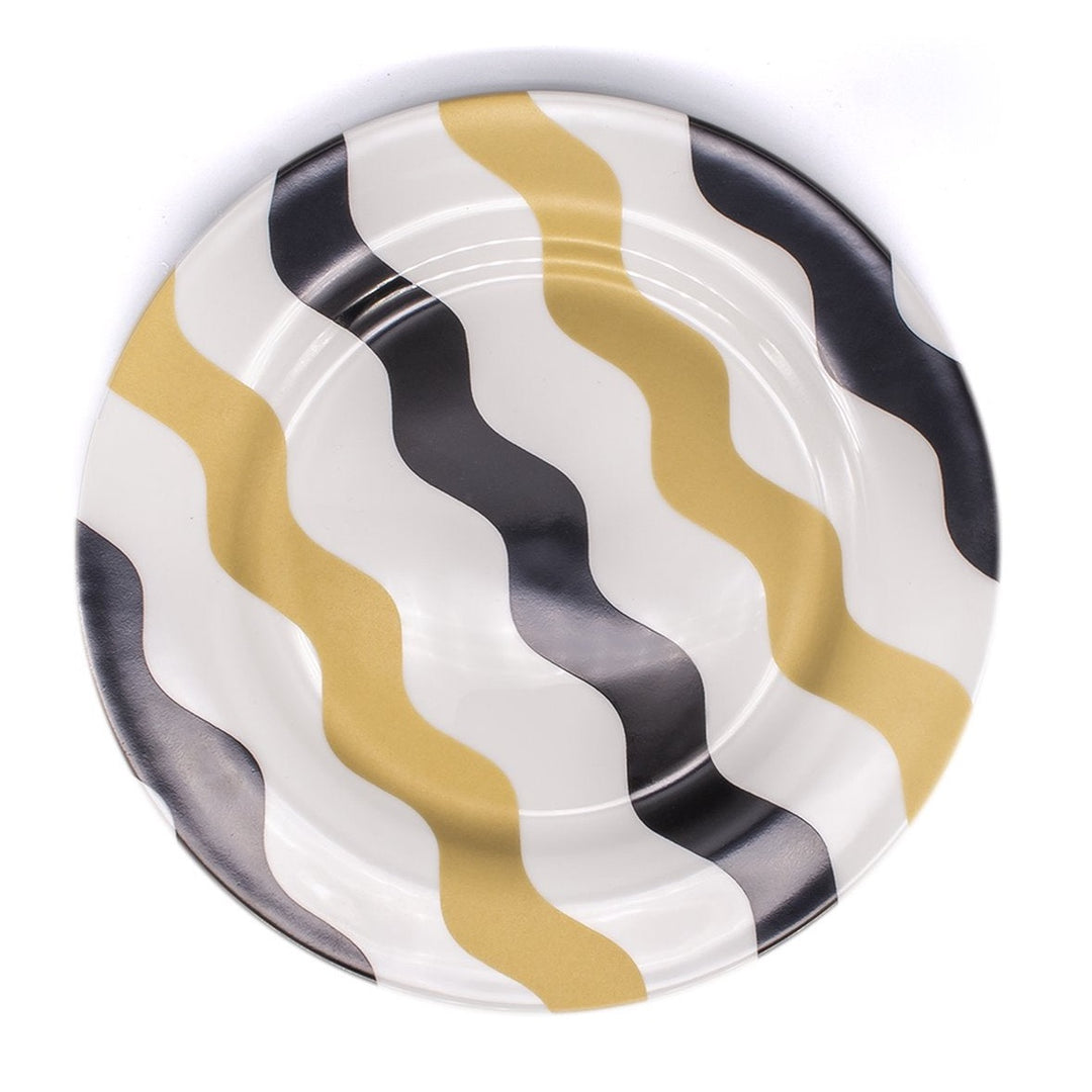 Black & Gold Scallop Dinner Plates - Pair