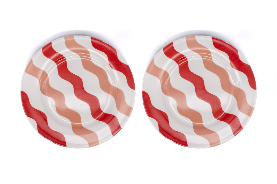Pink & Red Scallop Side Plates - Pair