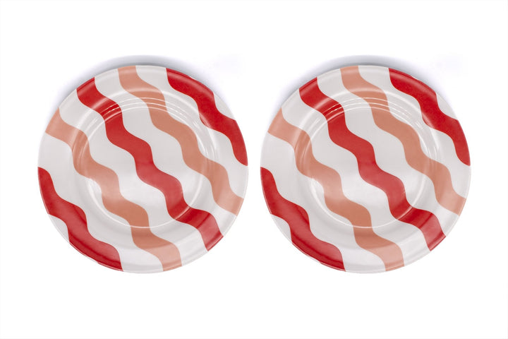 Pink & Red Scallop Side Plates - Pair