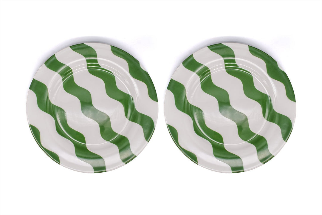 Green Scallop Side Plates - Pair