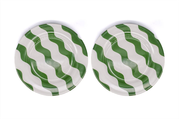 Green Scallop Side Plates - Pair