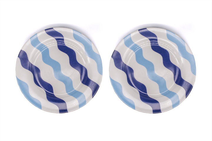 Mixed Blue Scallop Side Plates - Pair
