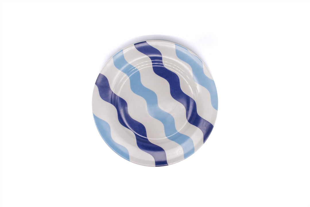 Mixed Blue Scallop Side Plates - Pair