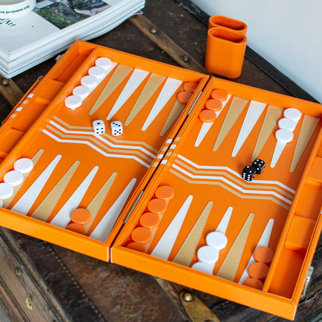 Orange Leather Backgammon