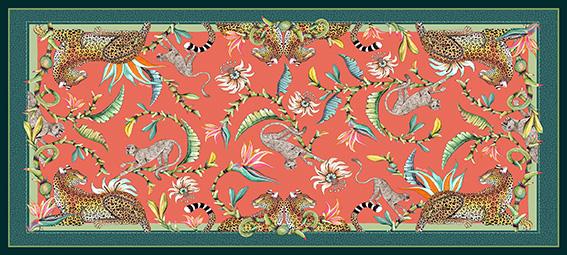 Monkey Paradise Rectangular Tablecloth - Coral