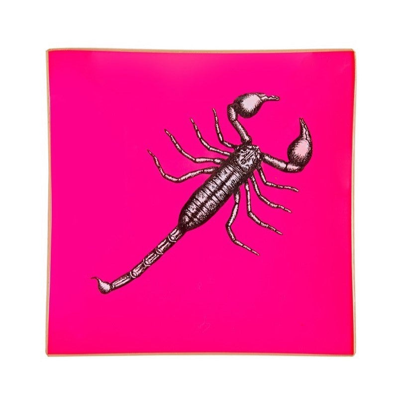 Neon Pink Scorpion Glass Tray