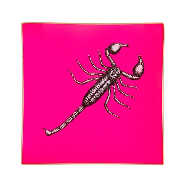 Neon Pink Scorpion Glass Tray