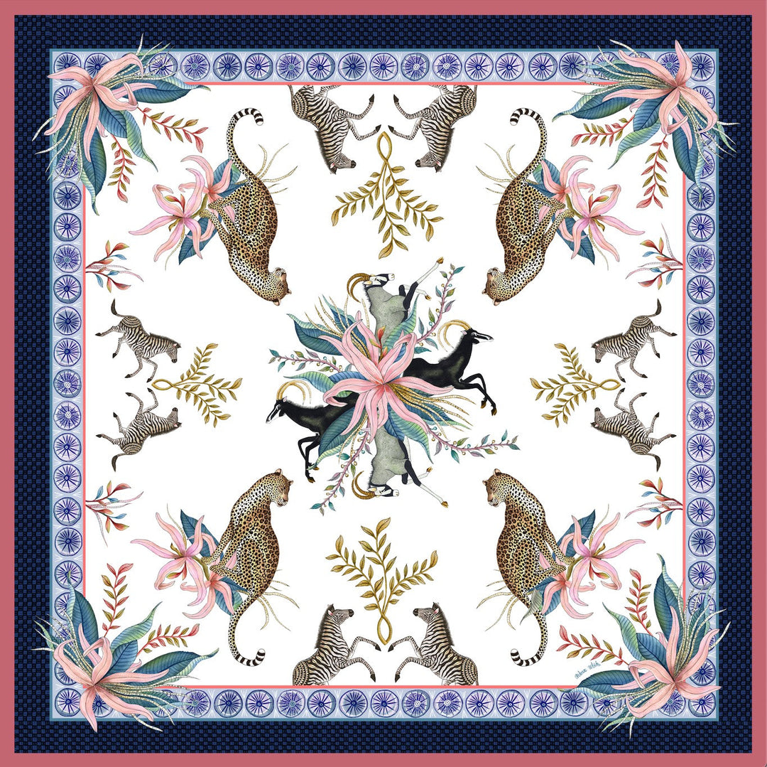 Leopard Lily Square Tablecloth - Frost