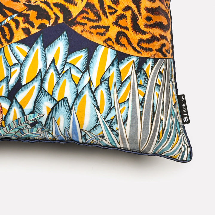Cheetah Kings Forest Silk Cushion Cover - Tanzanite