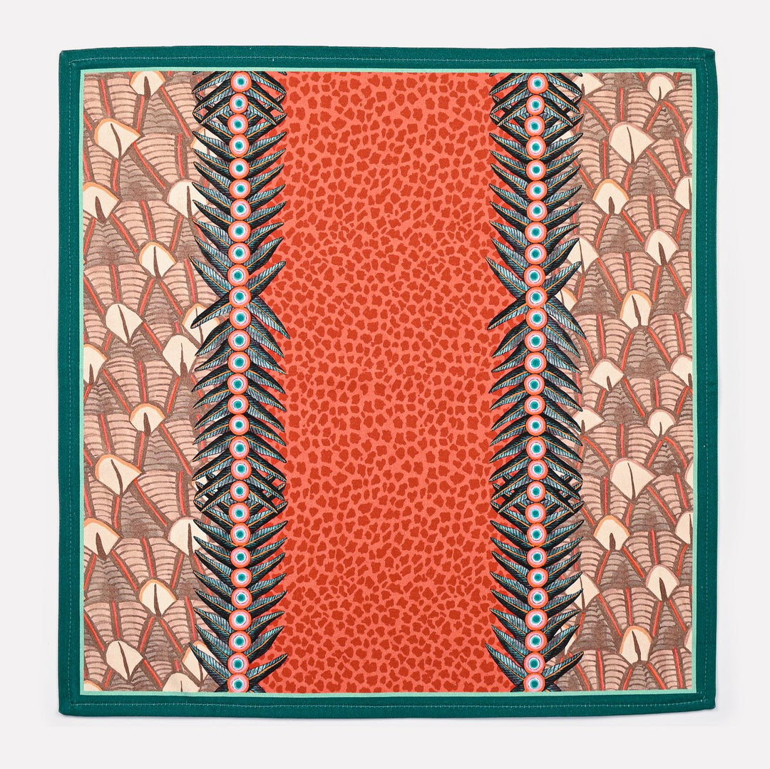 Feather Napkins in Coral - Pair