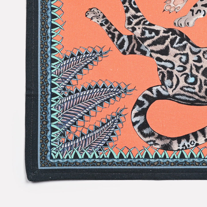 Cheetah Kings Tea Towel - Coral