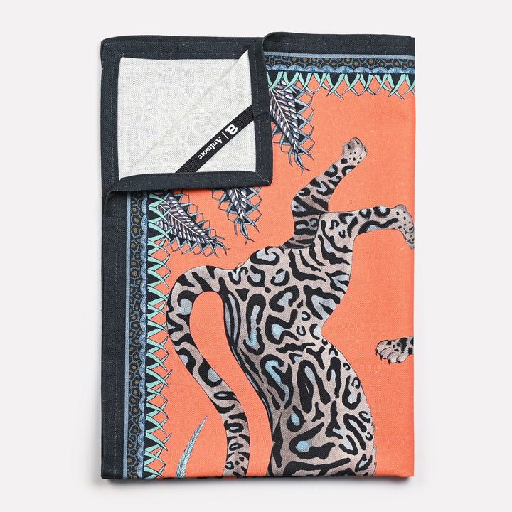 Cheetah Kings Tea Towel - Coral