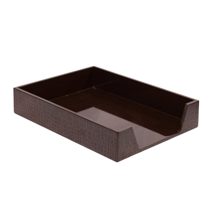 Chelsea Croc Paper Tray - Vintage Brown