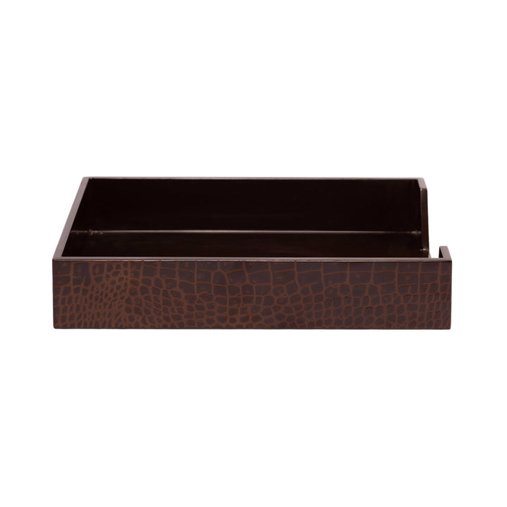 Chelsea Croc Paper Tray - Vintage Brown