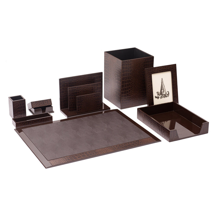 Chelsea Croc Paper Tray - Vintage Brown